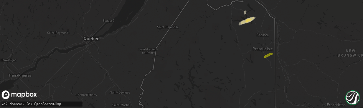 Hail map in Clayton Lake, ME on July 3, 2025