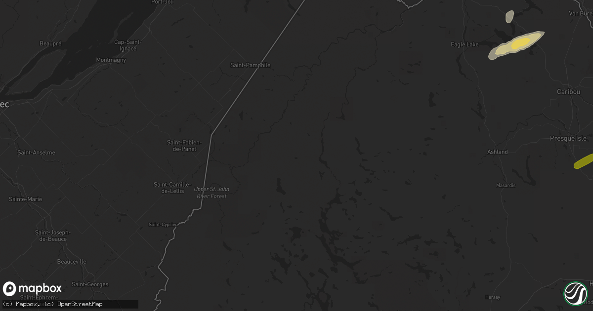 Hail map in Clayton Lake, ME on July 3, 2025