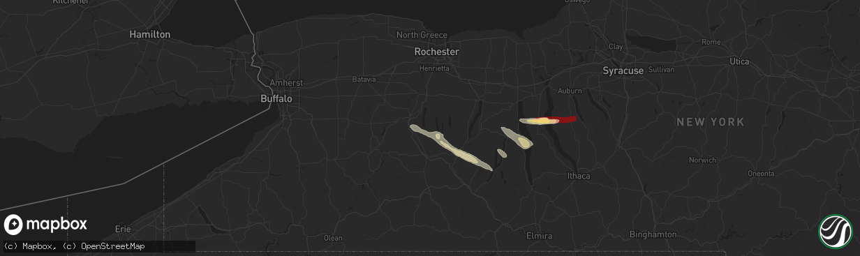 Hail map in Conesus, NY on July 3, 2025