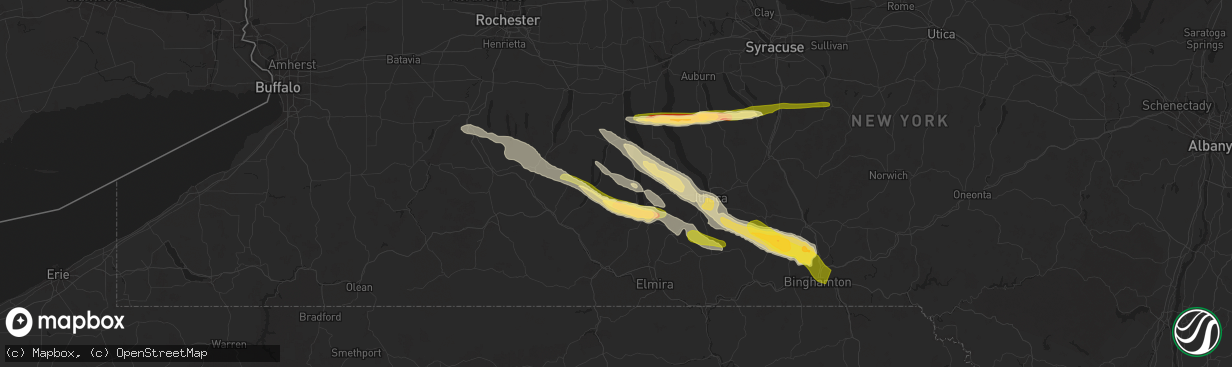 Hail map in Dundee, NY on July 3, 2025