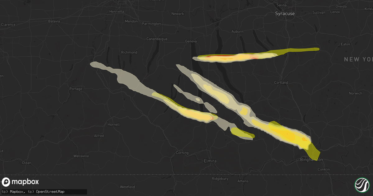 Hail map in Dundee, NY on July 3, 2025