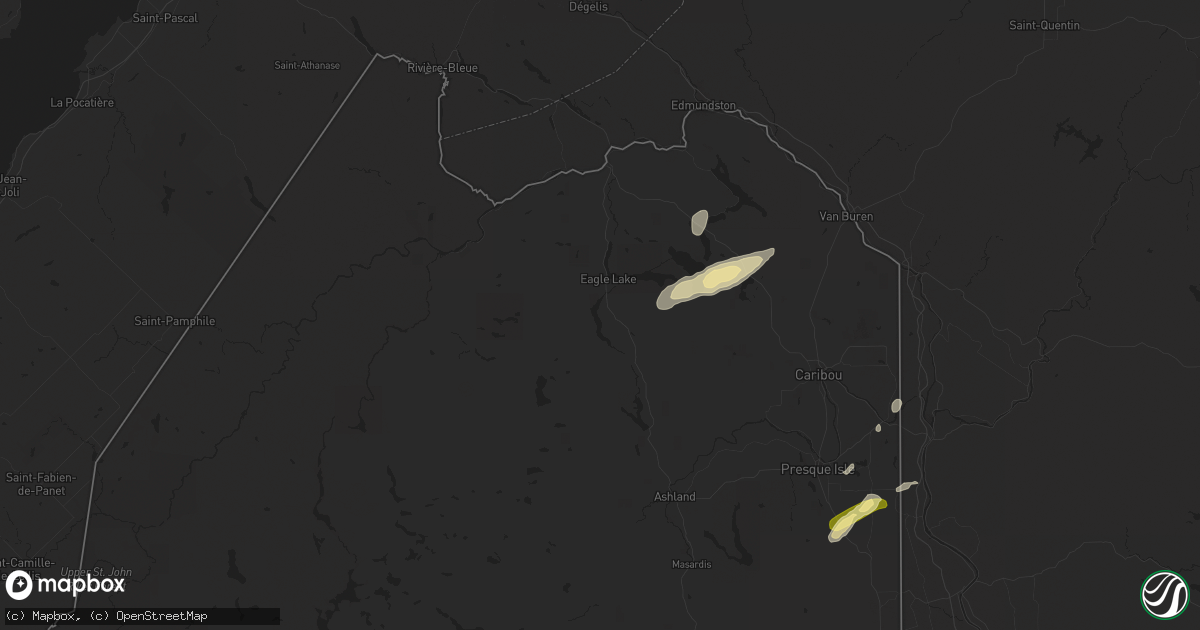 Hail map in Eagle Lake, ME on July 3, 2025