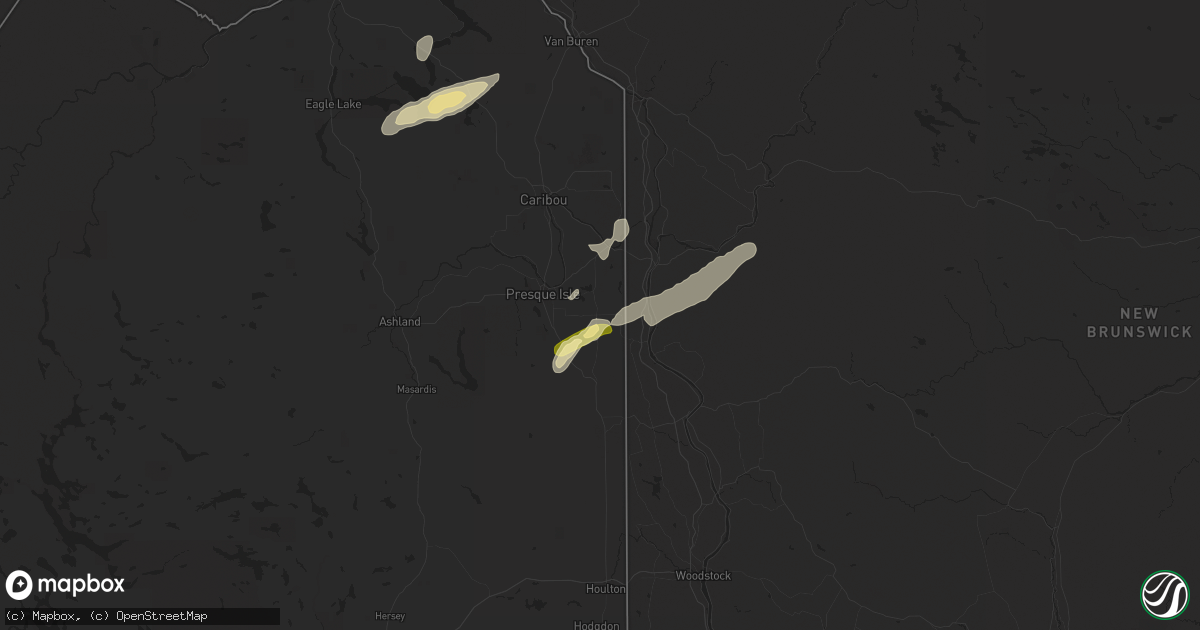 Hail map in Easton, ME on July 3, 2025