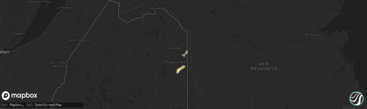 Hail map in Fort Fairfield, ME on July 3, 2025