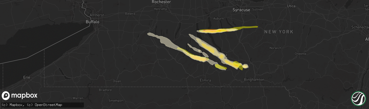Hail map in Hammondsport, NY on July 3, 2025