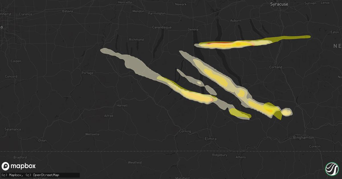 Hail map in Hammondsport, NY on July 3, 2025