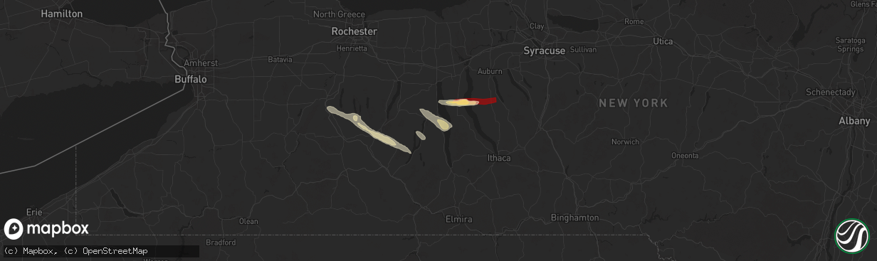 Hail map in Himrod, NY on July 3, 2025