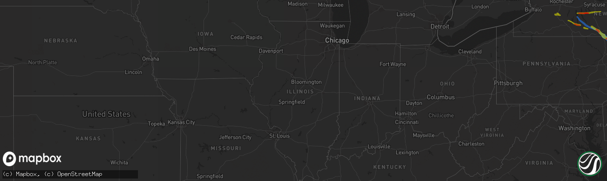 Hail map in Illinois on July 3, 2025