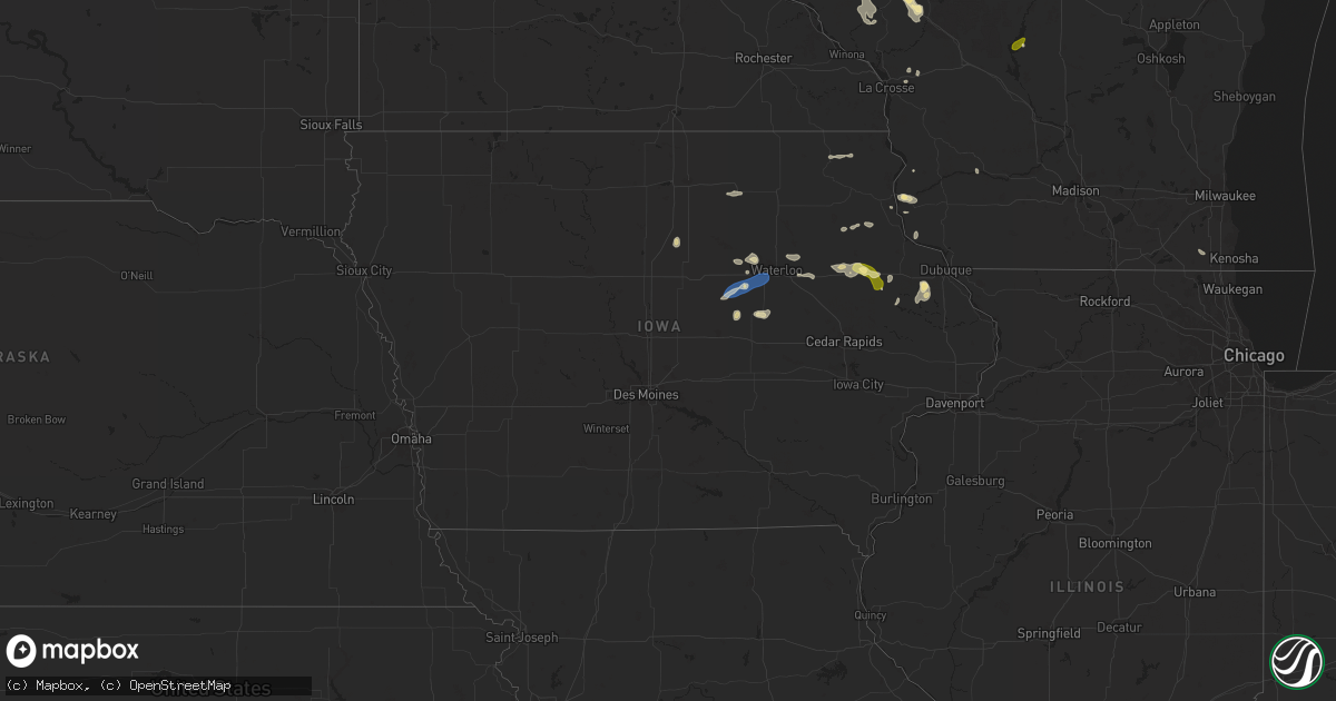 Hail map in Iowa on July 3, 2025