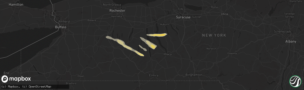 Hail map in Lodi, NY on July 3, 2025