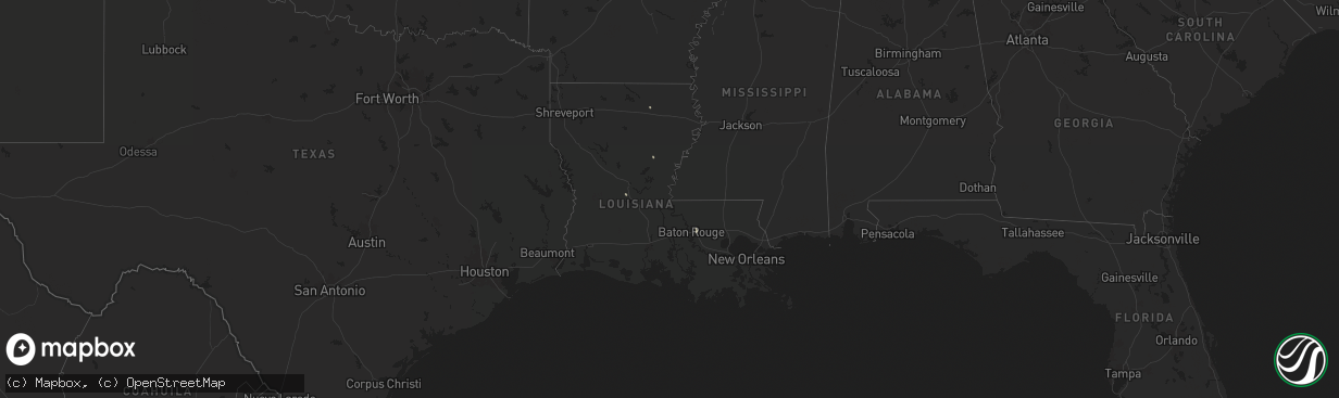 Hail map in Louisiana on July 3, 2025