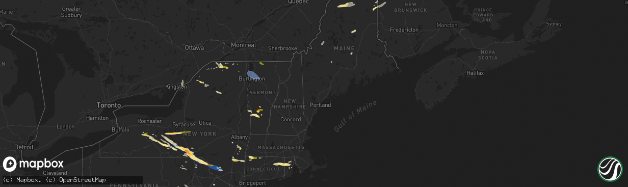 Hail map in Maine on July 3, 2025