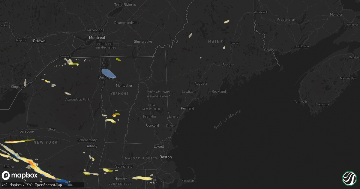 Hail map in Maine on July 3, 2025