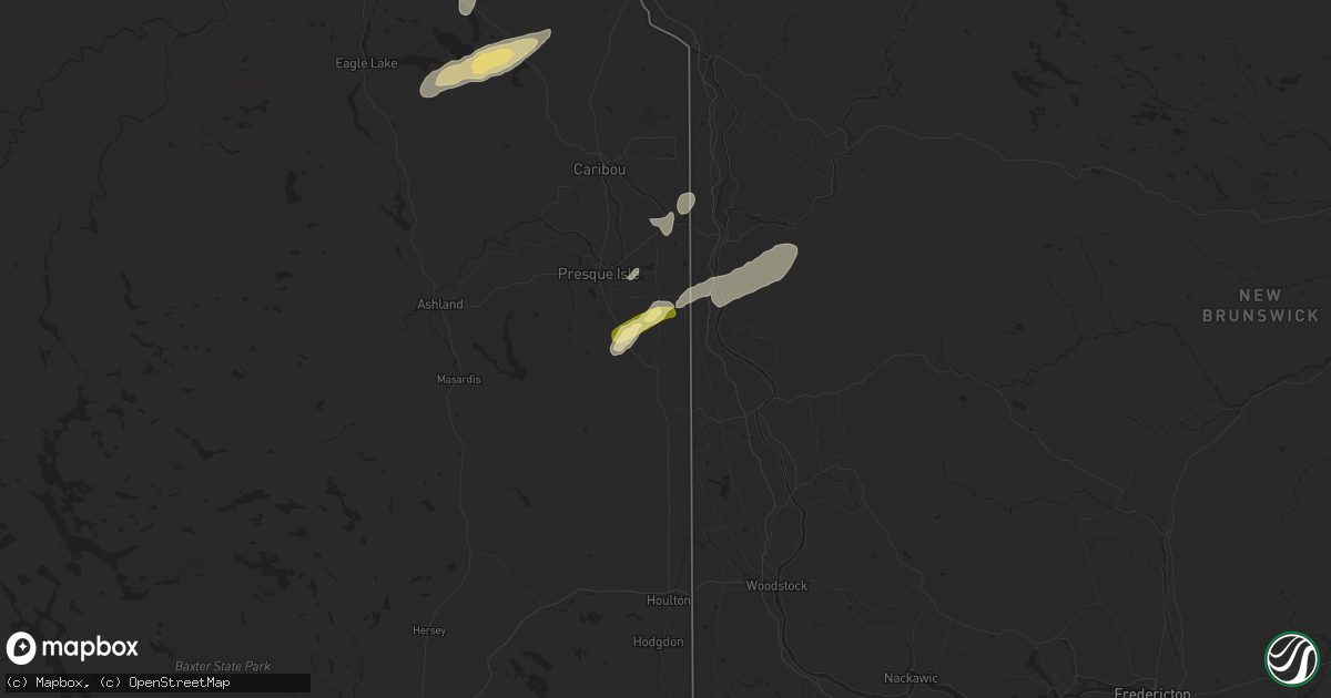 Hail map in Mars Hill, ME on July 3, 2025