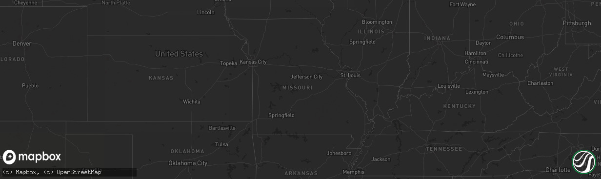Hail map in Missouri on July 3, 2025