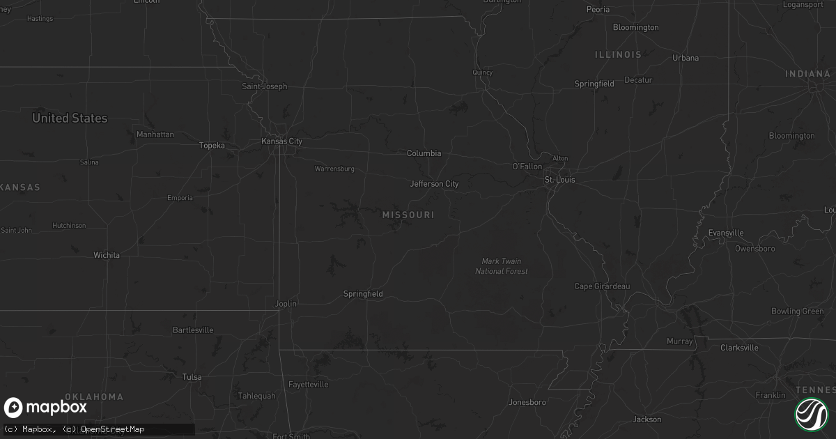 Hail map in Missouri on July 3, 2025