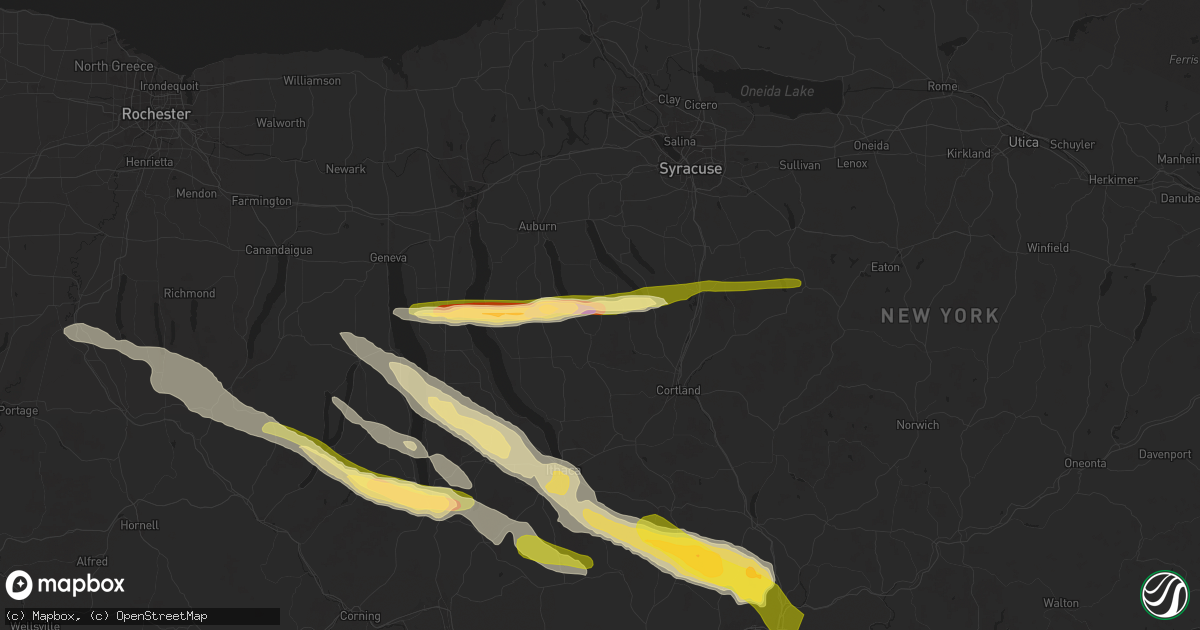 Hail map in Moravia, NY on July 3, 2025