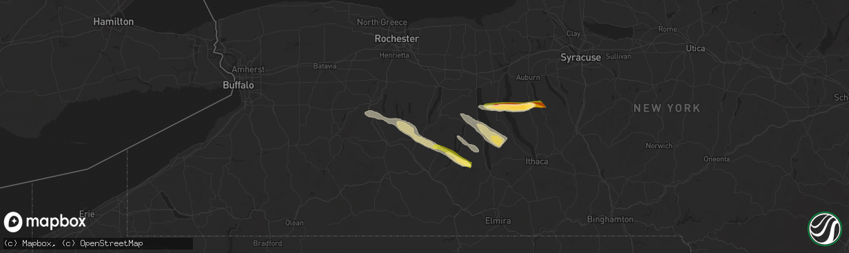 Hail map in Naples, NY on July 3, 2025
