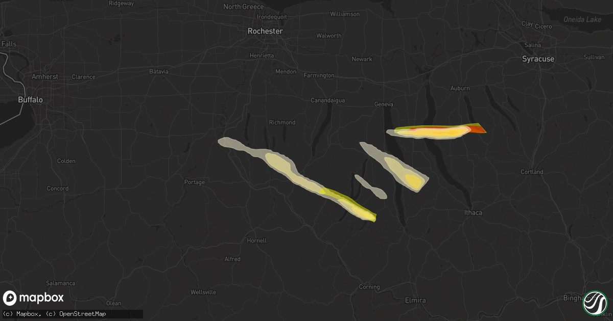 Hail map in Naples, NY on July 3, 2025