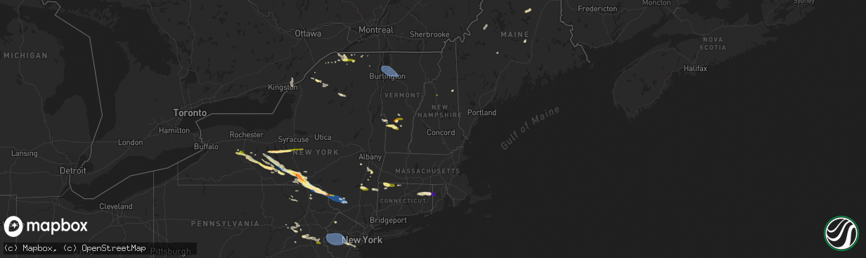 Hail map in New Hampshire on July 3, 2025