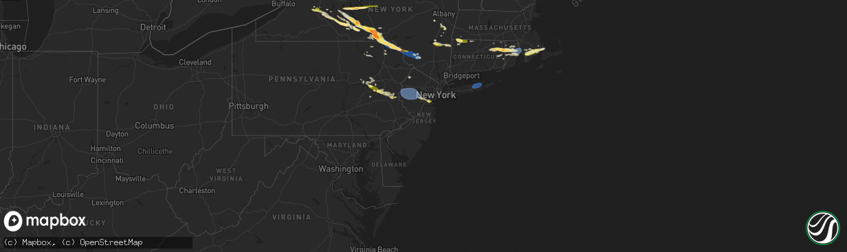 Hail map in New Jersey on July 3, 2025