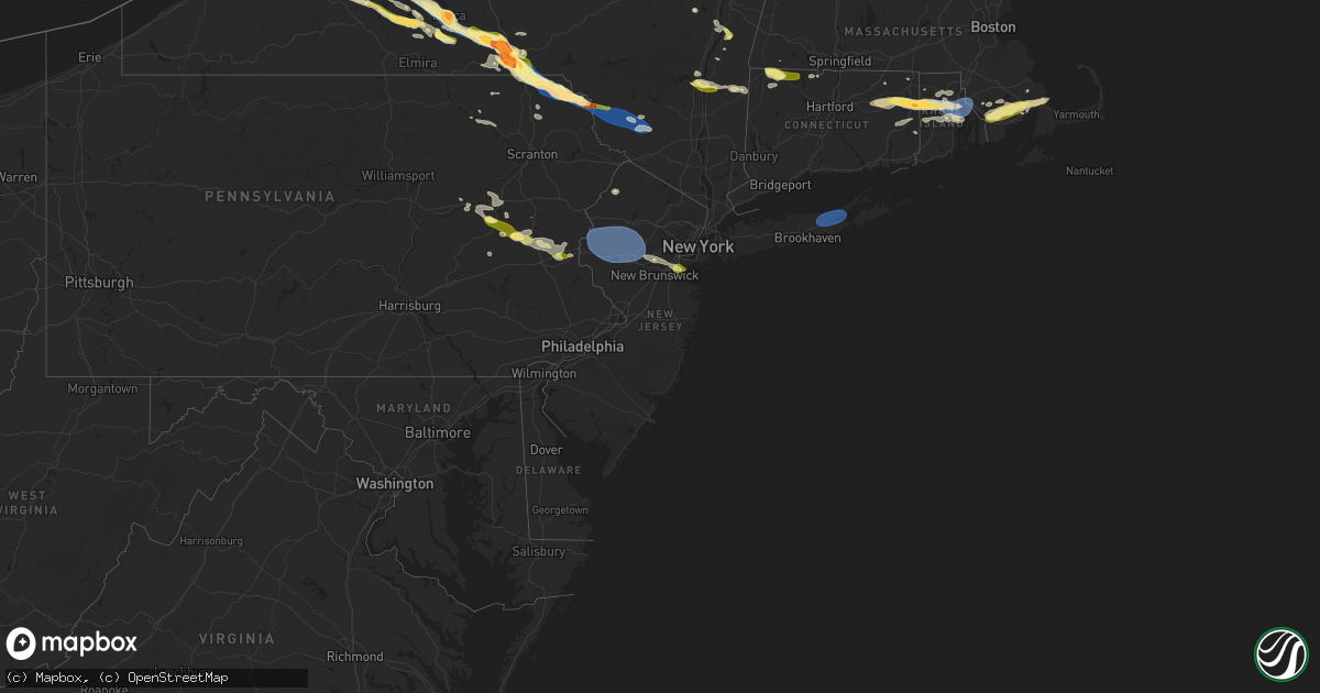 Hail map in New Jersey on July 3, 2025