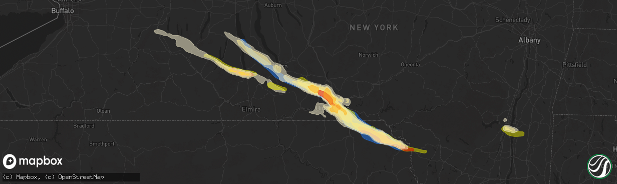 Hail map in Newark Valley, NY on July 3, 2025
