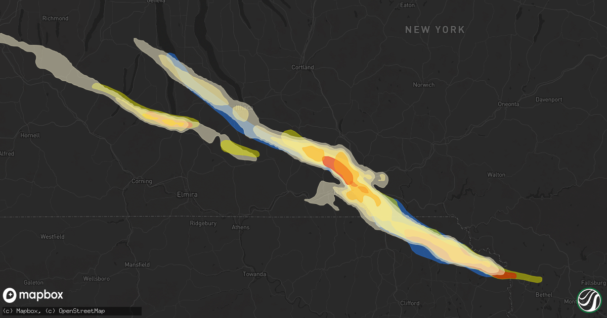 Hail map in Newark Valley, NY on July 3, 2025