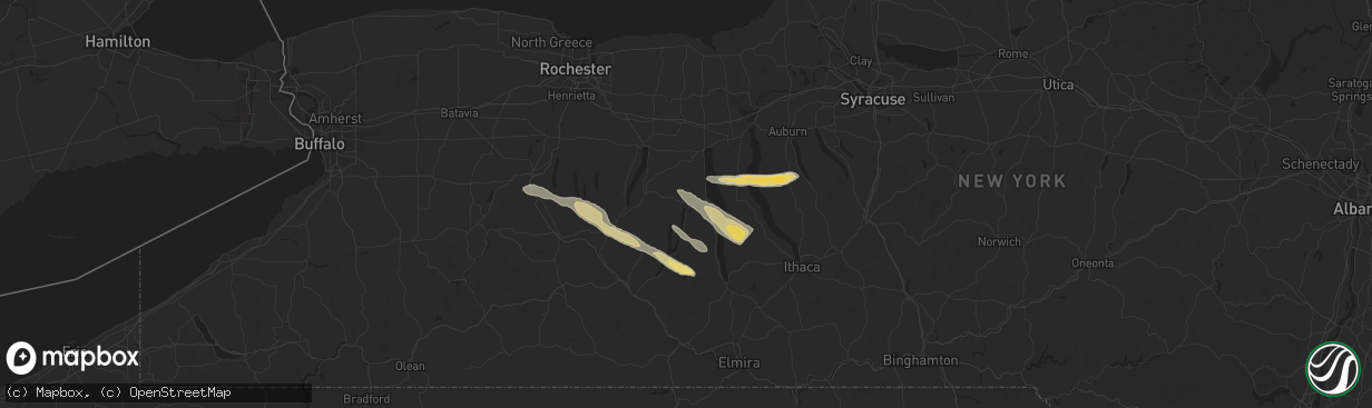 Hail map in Penn Yan, NY on July 3, 2025