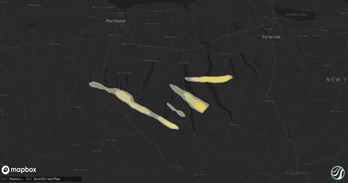 Hail map in Penn Yan, NY on July 3, 2025