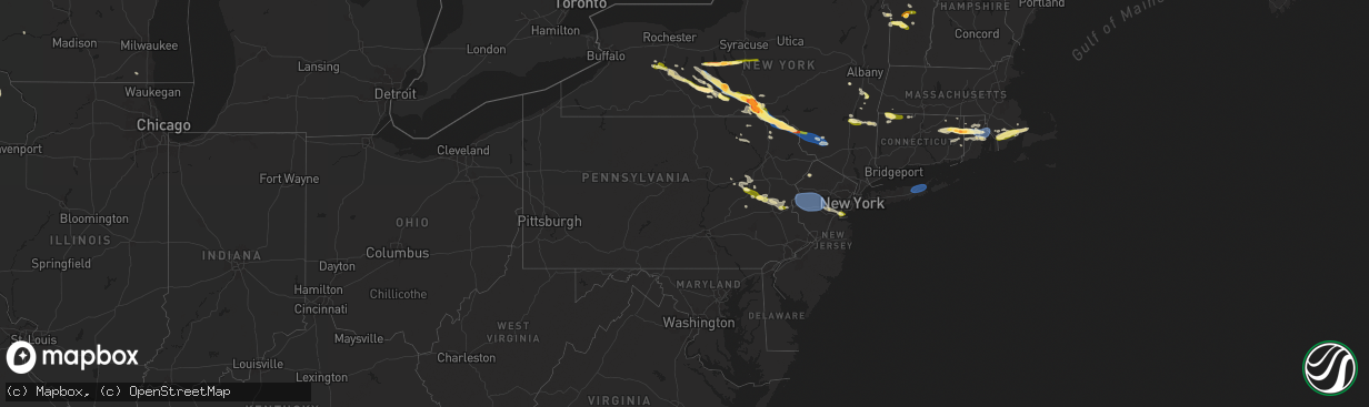 Hail map in Pennsylvania on July 3, 2025