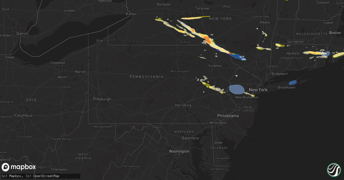 Hail map in Pennsylvania on July 3, 2025