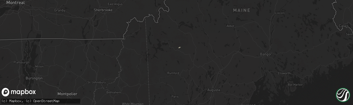 Hail map in Phillips, ME on July 3, 2025