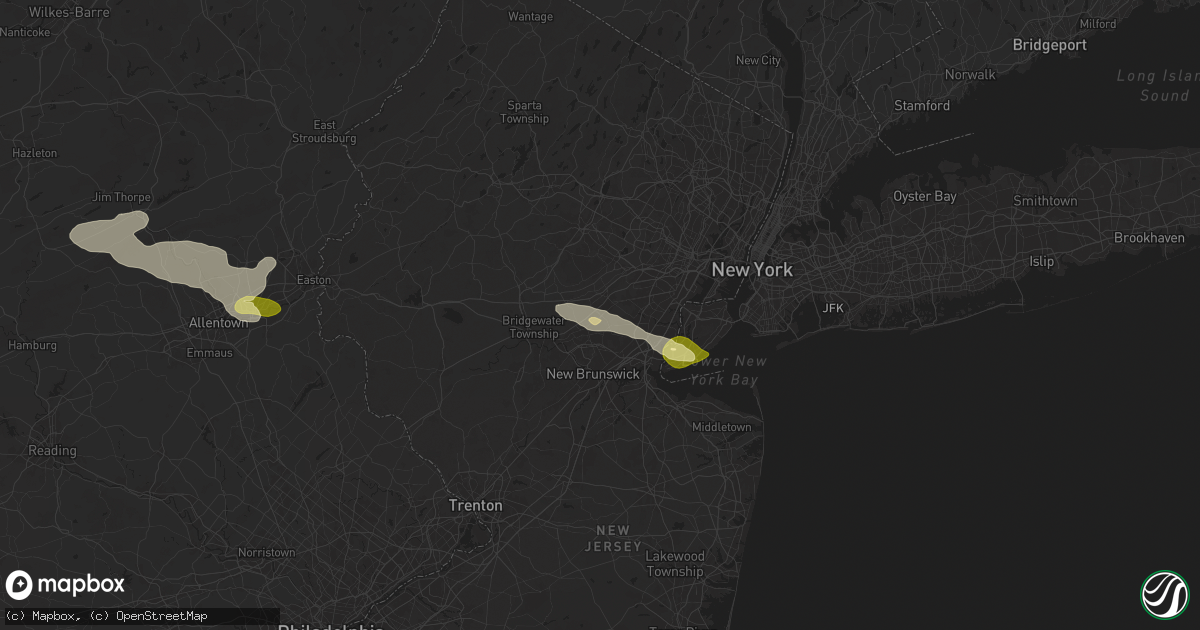 Hail map in Plainfield, NJ on July 3, 2025