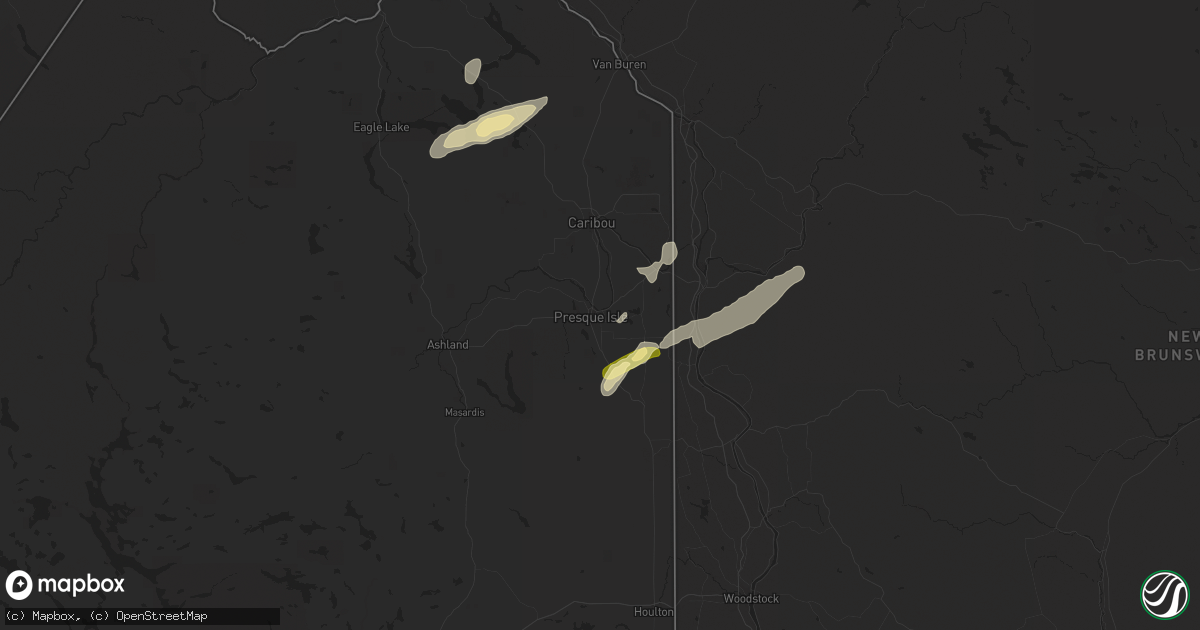 Hail map in Presque Isle, ME on July 3, 2025