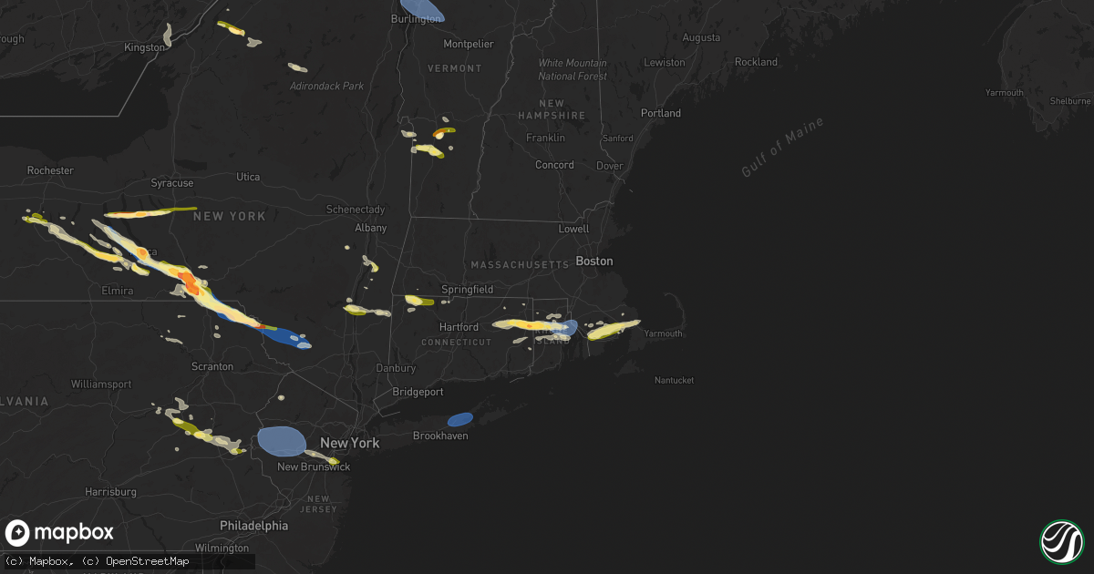 Hail map in Rhode Island on July 3, 2025