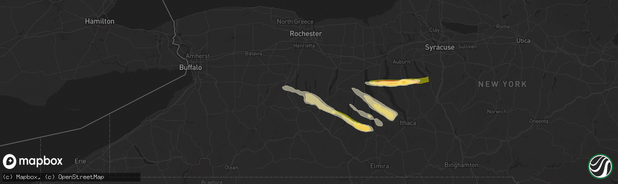 Hail map in Springwater, NY on July 3, 2025