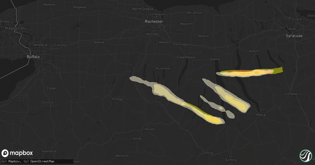 Hail map in Springwater, NY on July 3, 2025