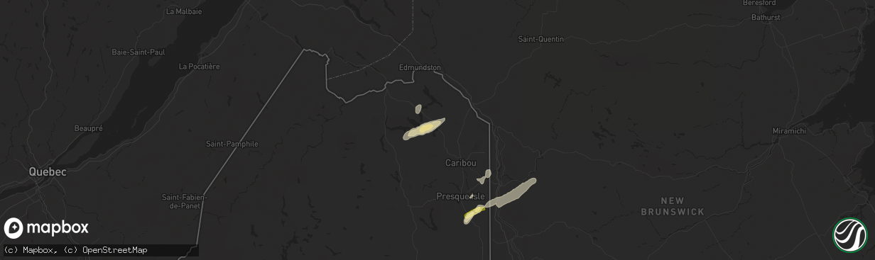 Hail map in Stockholm, ME on July 3, 2025