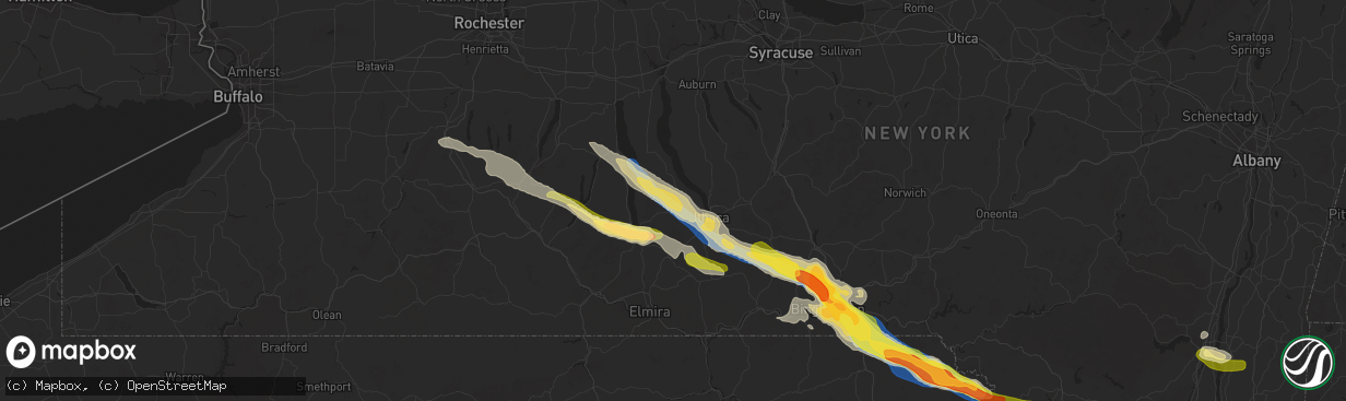 Hail map in Trumansburg, NY on July 3, 2025
