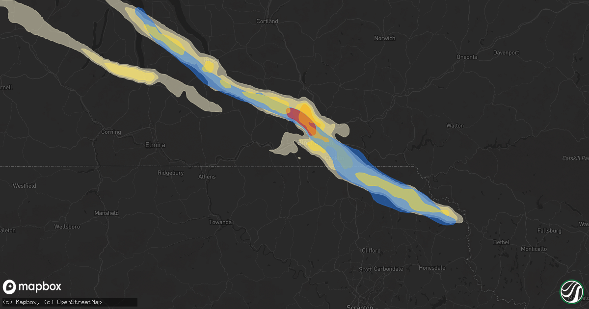 Hail map in Vestal, NY on July 3, 2025