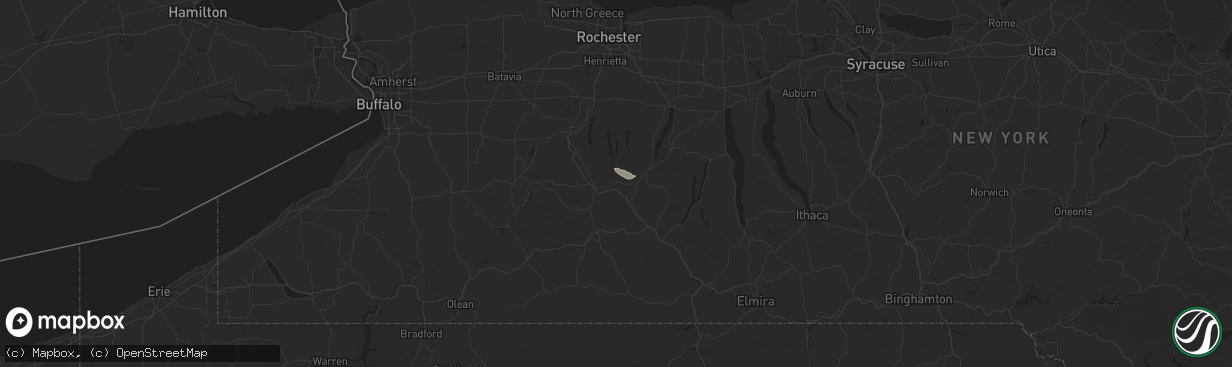 Hail map in Wayland, NY on July 3, 2025