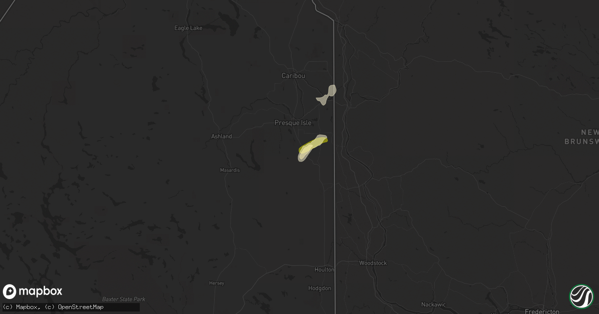 Hail map in Westfield, ME on July 3, 2025