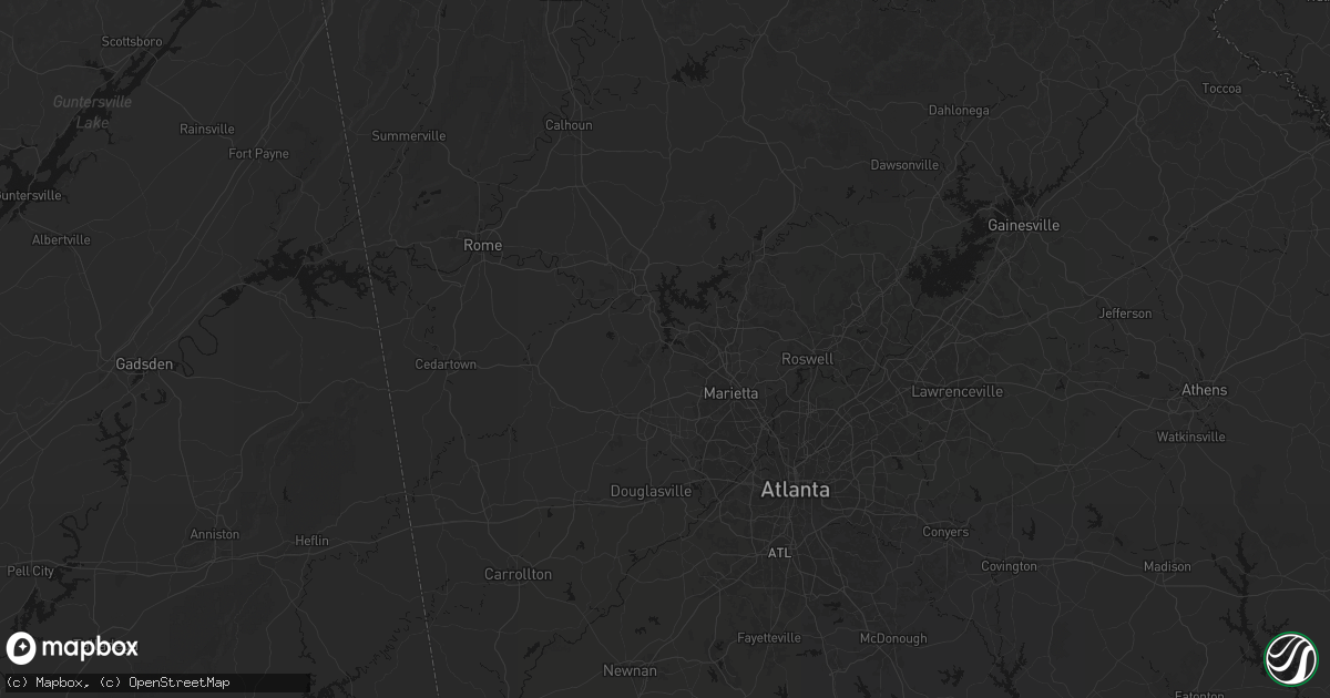 Hail map in Acworth, GA on July 3, 2026