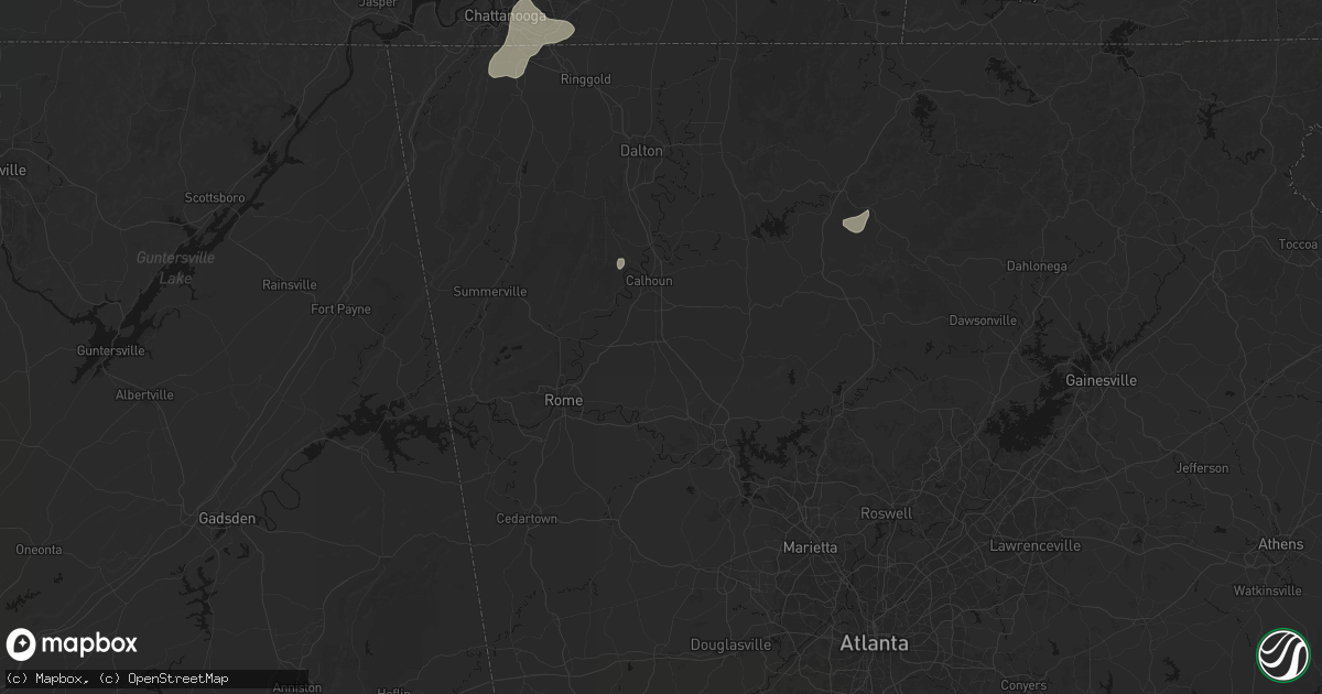 Hail map in Adairsville, GA on July 3, 2026