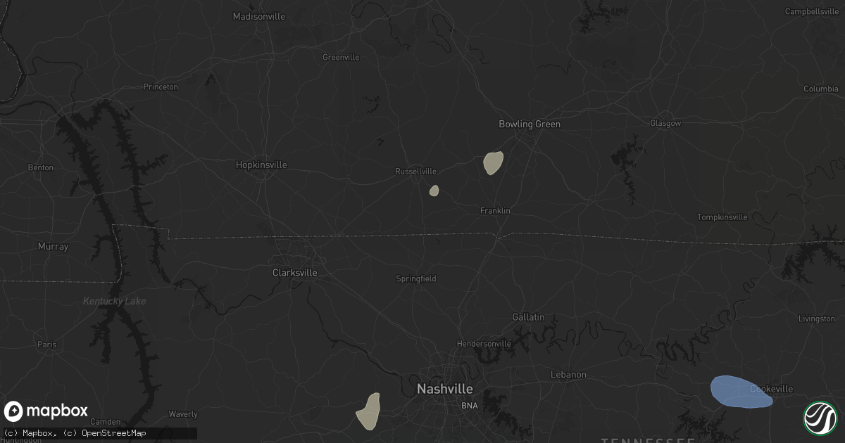 Hail map in Adairville, KY on July 3, 2026