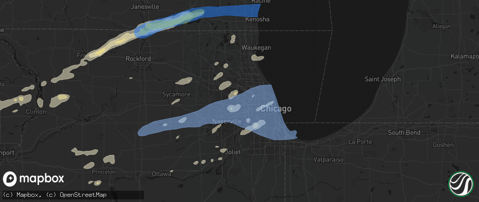 Hail map in Addison, IL on July 3, 2026