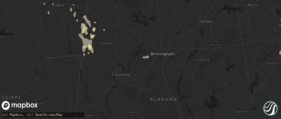 Hail map in Adger, AL on July 3, 2026
