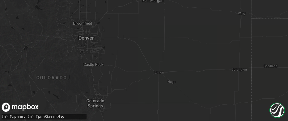 Hail map in Agate, CO on July 3, 2026