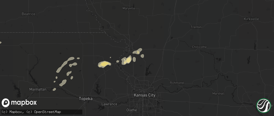 Hail map in Agency, MO on July 3, 2026